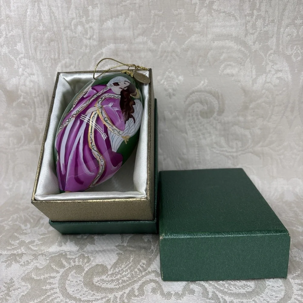 Pier 1 Imports Li Bien 2014 Holy Family Glass Ornament Box Handpainted Peace Joy